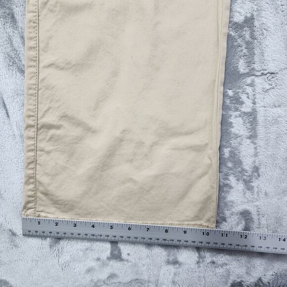 Maurices Pants Womens 20 LONG Tan Khaki Stretch Cotton Mid Rise Bootcut Flare - Picture 12 of 13